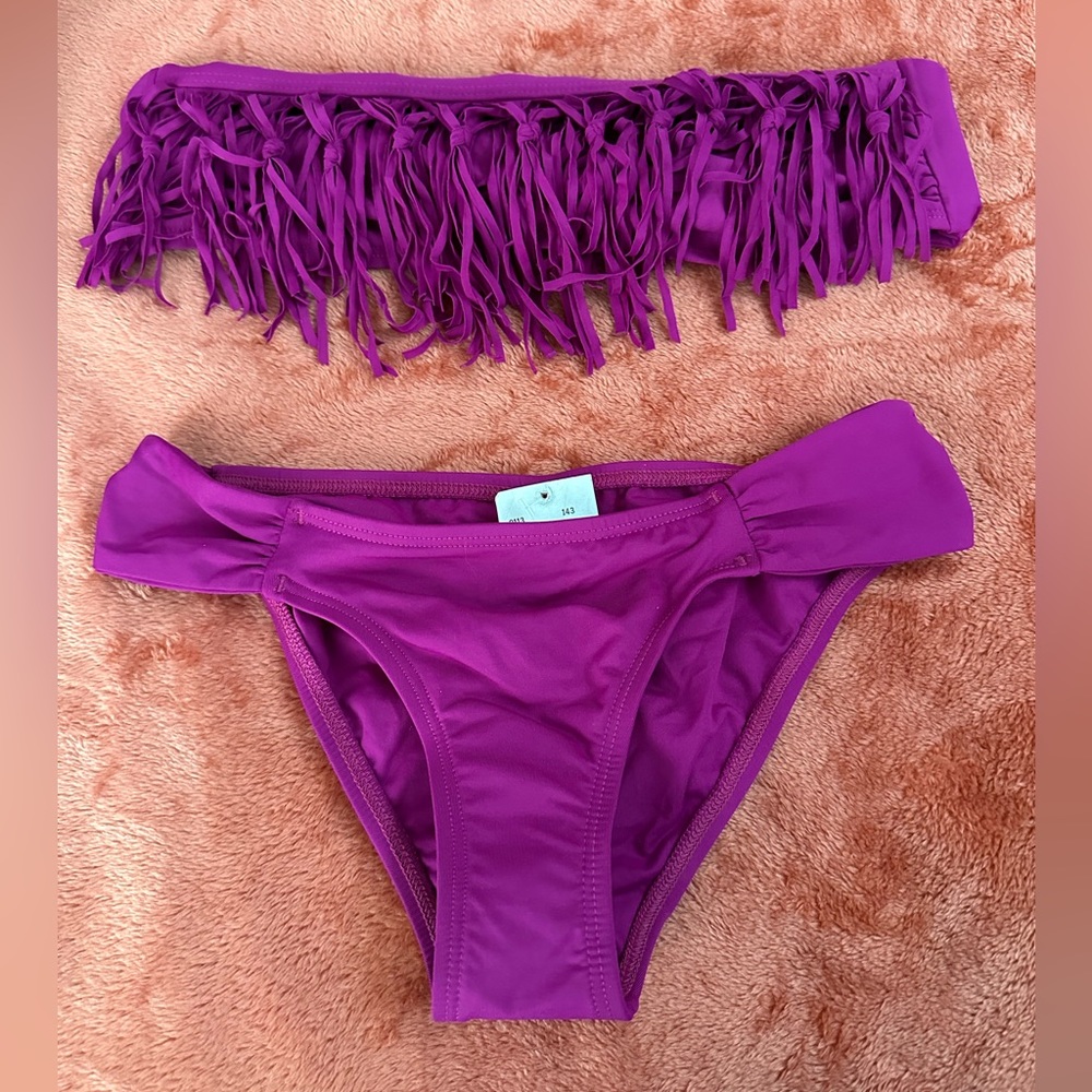 L Space purple fringe, bikini swimsuit